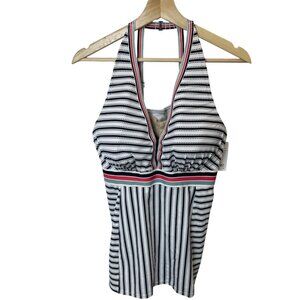 Swim By Cacique Lightly Lined Balconette Halter Neck Striped Swimsuit  Top Size